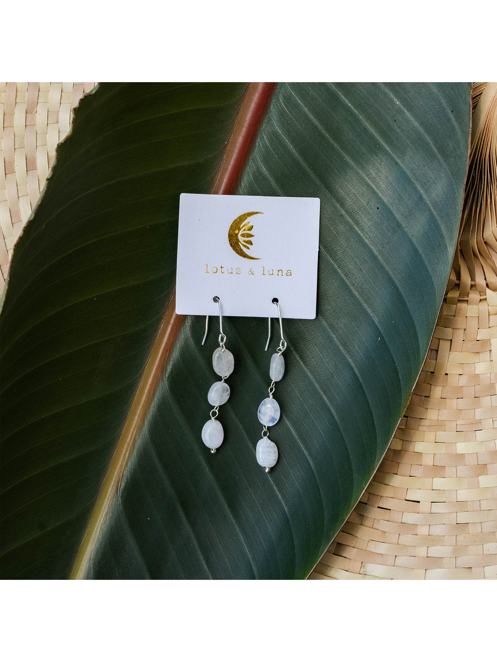 Lotus and Luna Moonstone Waterfall Earrings